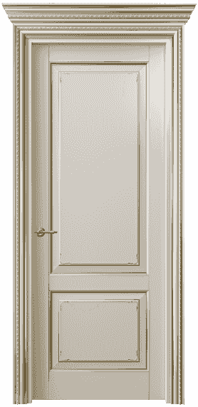 Дверь межкомнатная 6211 БОСП. Цвет Бук облачный серый с позолотой. Материал  Массив бука эмаль с патиной. Коллекция Royal. Картинка.