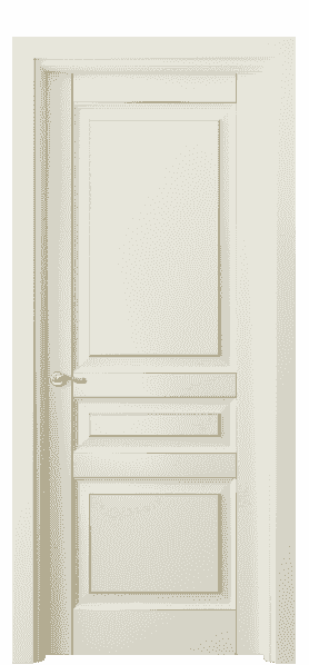 Дверь межкомнатная 0711 БМБП. Цвет Бук молочно-белый с позолотой. Материал  Массив бука эмаль с патиной. Коллекция Lignum. Картинка.