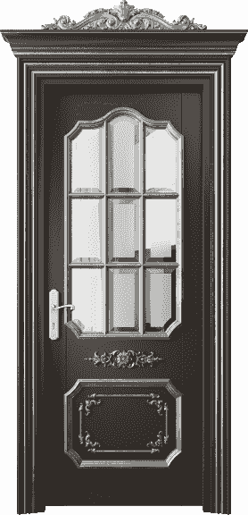 Дверь межкомнатная 6612 БАНСА САТ Ф. Цвет Бук антрацит серебряный антик. Материал Массив бука эмаль с патиной серебро античное. Коллекция Imperial. Картинка.