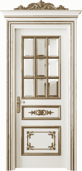Дверь межкомнатная 6512 БЖМЗА САТ Ф. Цвет Бук жемчужный золотой антик. Материал Массив бука эмаль с патиной золото античное. Коллекция Imperial. Картинка.
