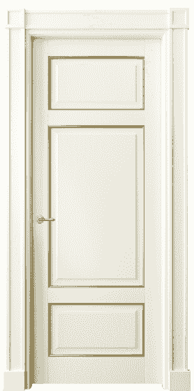 Дверь межкомнатная 6307 БМБП. Цвет Бук молочно-белый с позолотой. Материал  Массив бука эмаль с патиной. Коллекция Toscana Plano. Картинка.