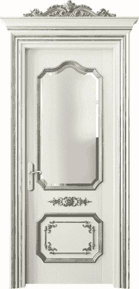 Дверь межкомнатная 6602 БМБСА САТ Ф. Цвет Бук молочно-белый серебряный антик. Материал Массив бука эмаль с патиной серебро античное. Коллекция Imperial. Картинка.