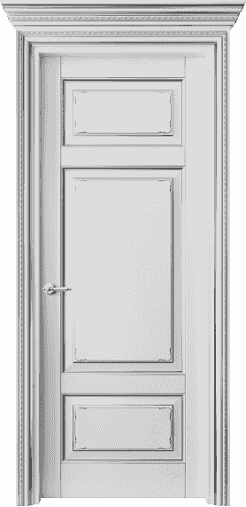 Дверь межкомнатная 6221 ББЛС. Цвет Бук белоснежный с серебром. Материал  Массив бука эмаль с патиной. Коллекция Royal. Картинка.