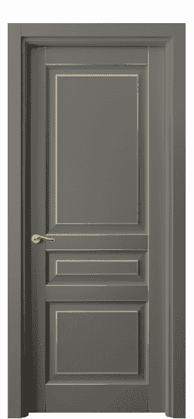 Дверь межкомнатная 0711 БКЛСП. Цвет Бук классический серый с позолотой. Материал  Массив бука эмаль с патиной. Коллекция Lignum. Картинка.