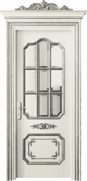 Дверь межкомнатная 6612 БМБСА САТ Ф. Цвет Бук молочно-белый серебряный антик. Материал Массив бука эмаль с патиной серебро античное. Коллекция Imperial. Картинка.