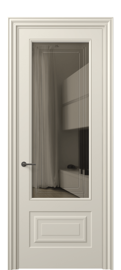 Межкомнатная дверь Mascot 8442 Матовый бежево-серый Прозрачное бронзовое стекло с гравировкой "Грани", триплекс, 7 мм Цена 65180 ₽ | Volhovec