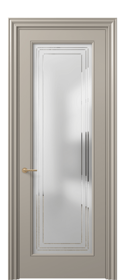 Межкомнатная дверь Mascot 8400 Матовый бисквитный Сатинированное стекло с гравировкой "Грани", триплекс, 7 мм Цена 65180 ₽ | Volhovec