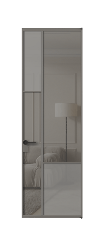 Межкомнатная дверь Mosaic АЛПЛ041.13 Алюминий классический серый Сатинированное серое стекло, триплекс, 6 мм + Прозрачное серое стекло, триплекс, 6 мм Цена 134161 ₽ | Volhovec