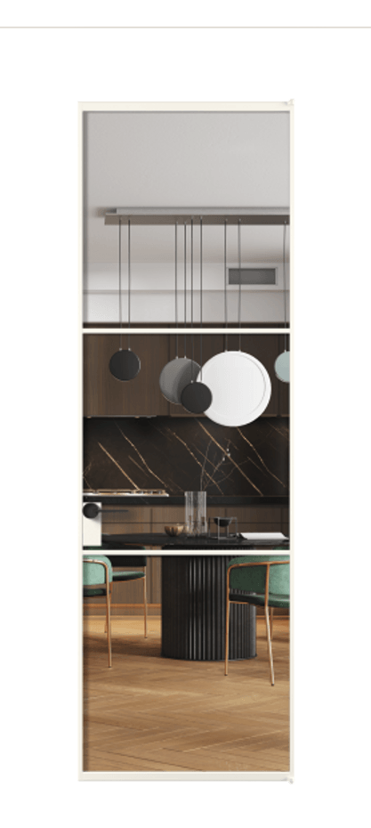 Алюминиевая дверь АЛПЛ040.03 Алюминий пудровый белый Прозрачное стекло "Crystal Vision", калёное, 6 мм Цена 129200  | Volhovec