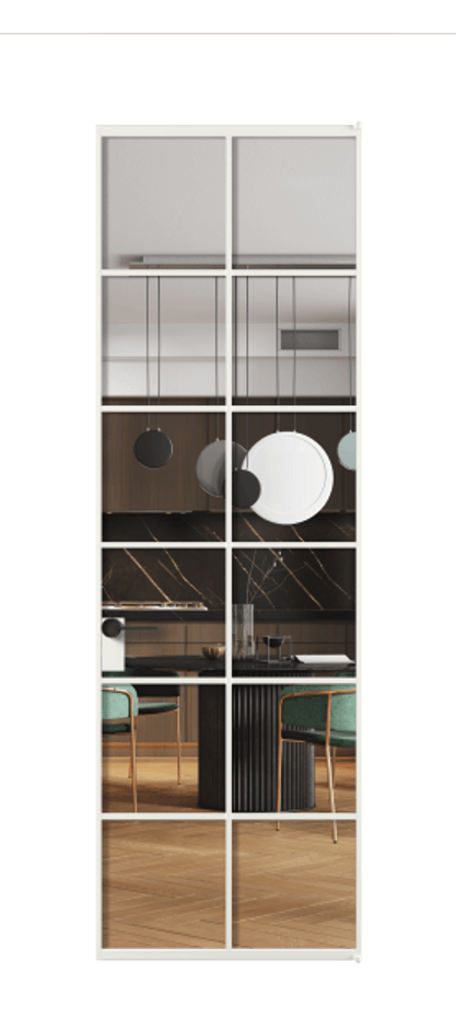 Алюминиевая дверь АЛПЛ040.05 Алюминий светло-серый Прозрачное стекло "Crystal Vision", калёное, 6 мм Цена 127861  | Volhovec