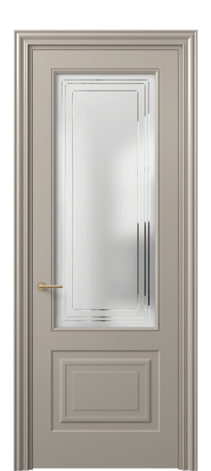 Межкомнатная дверь Mascot 8452 Матовый бисквитный Сатинированное стекло с гравировкой "Грани", триплекс, 7 мм Цена 65180 ₽ | Volhovec