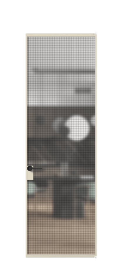 Алюминиевая дверь АЛПЛ040.01 Алюминий бежево-серый Декоративное стекло с сеткой "Mesh silver", триплекс Цена 131850  | Volhovec