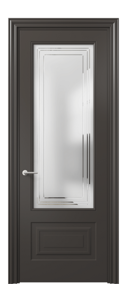 Межкомнатная дверь Mascot 8442 Матовый антрацит Сатинированное стекло с гравировкой "Грани", триплекс, 7 мм Цена 65180 ₽ | Volhovec