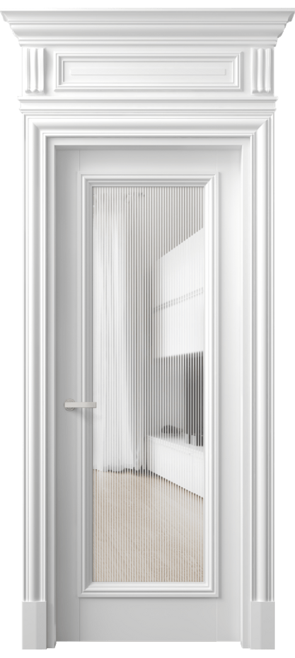 Межкомнатная дверь Antique 7300 Бук белоснежный Рифлёное стекло "Дюна", триплекс, 8 мм Цена 96070 ₽ | Volhovec