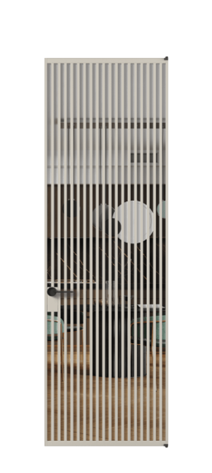 Алюминиевая дверь АЛПЛ040.06 Алюминий светло-бежевый Прозрачное стекло "Crystal Vision", калёное, 6 мм Цена 201360  | Volhovec