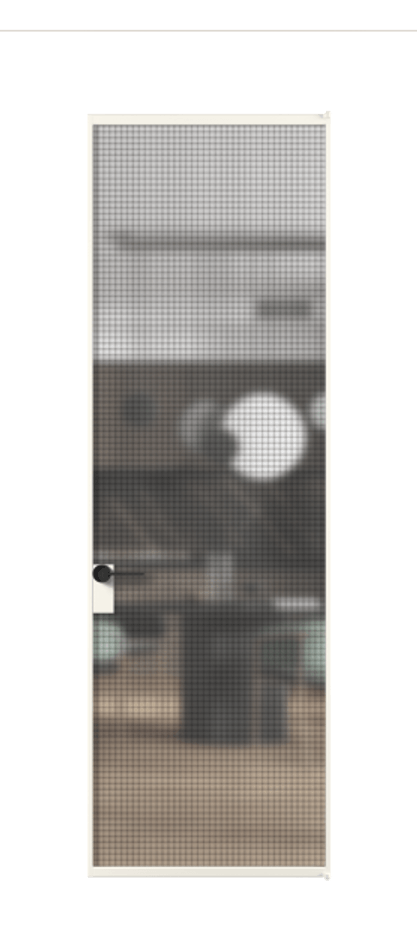 Алюминиевая дверь АЛПЛ040.01 Алюминий пудровый белый Декоративное стекло с сеткой "Mesh silver", триплекс Цена 118540  | Volhovec