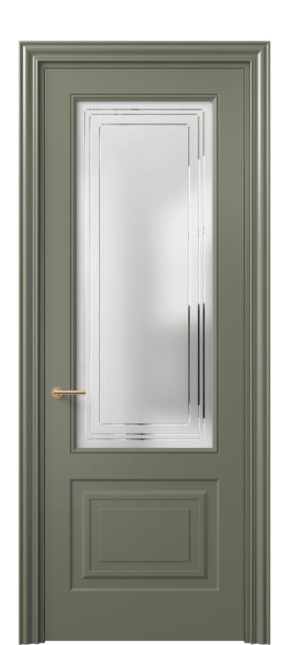 Межкомнатная дверь Mascot 8452 Матовый оливковый тёмный Сатинированное стекло с гравировкой "Грани", триплекс, 7 мм Цена 65180 ₽ | Volhovec
