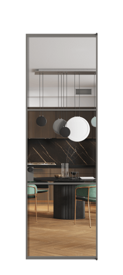 Алюминиевая дверь АЛПЛ040.03 Алюминий классический серый Прозрачное стекло "Crystal Vision", калёное, 6 мм Цена 129200  | Volhovec