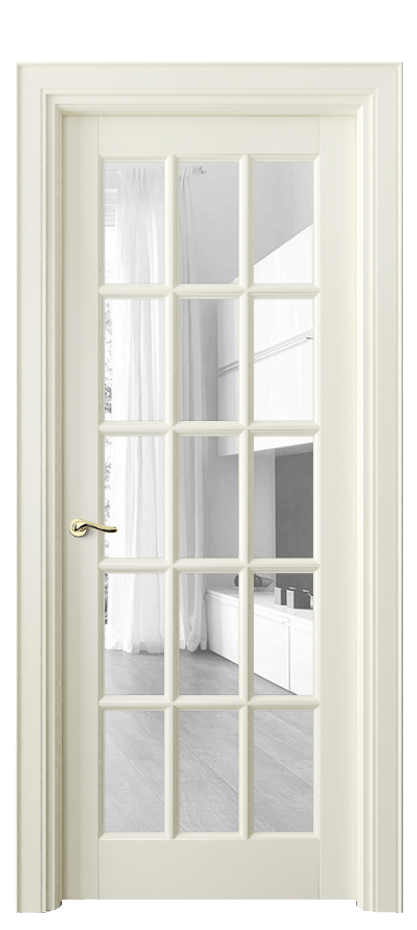 Межкомнатная дверь Лигнум 0708 Матовый молочно-белый Прозрачное стекло Цена 132399 ₽ | Volhovec