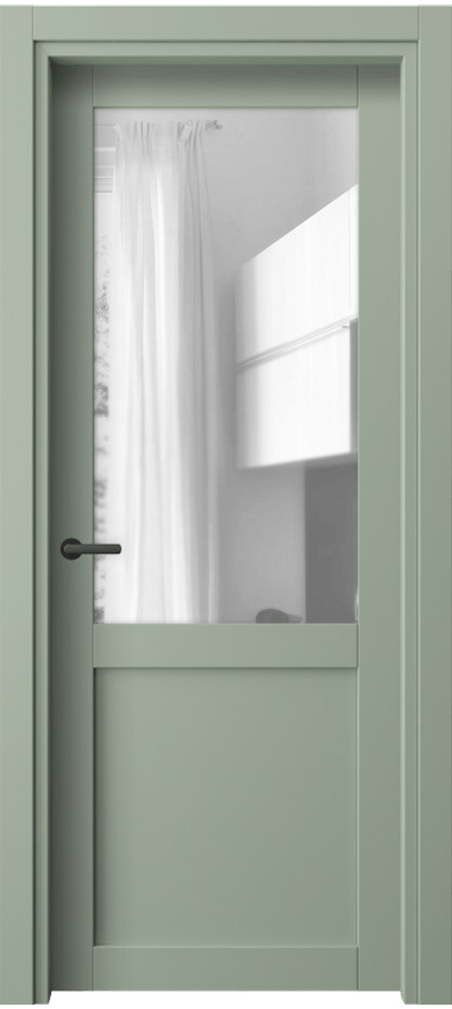 Межкомнатная дверь Neo// 2122 ПЭТ светло-оливковый Прозрачное стекло, триплекс Цена 25620 ₽ | Volhovec