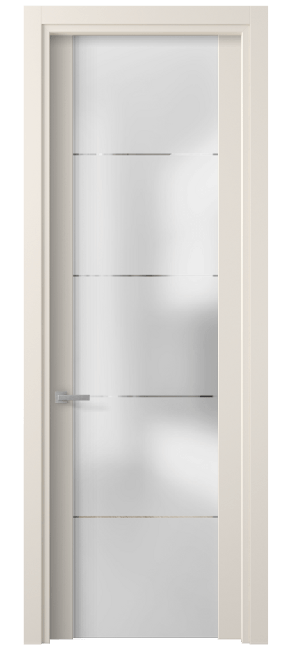Межкомнатная дверь Planum 4114 ПЭТ кремово-белый Сатинированное стекло с гравировкой «КВАДРО», триплекс 8 мм Цена 29900 ₽ | Volhovec