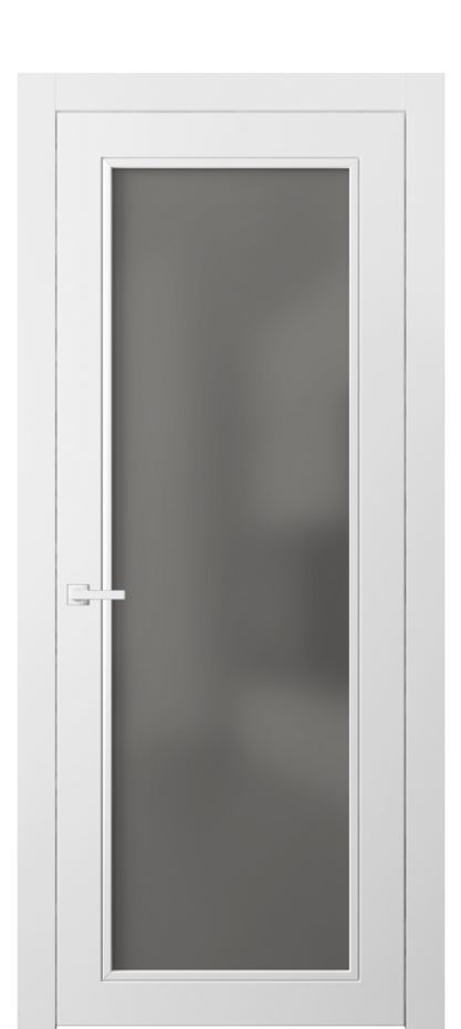 Межкомнатная дверь Neo Classic 8000 Матовый белоснежный Сатинированное серое стекло, триплекс Цена 66270 ₽ | Volhovec