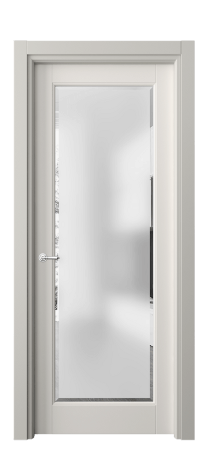 Межкомнатная дверь Toscana Elegante 6300 Бук пудровый белый Сатинированное стекло с фацетом Цена 101430 ₽ | Volhovec