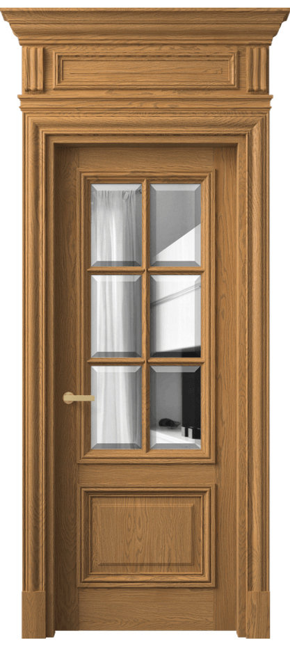 Межкомнатная дверь Антик 7312 Дуб солнечный матовый Двустороннее зеркало с фацетом, триплекс Цена 296149 ₽ | Volhovec