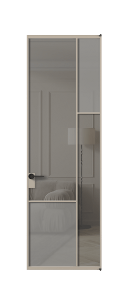 Межкомнатная дверь Mosaic АЛПЛ041.12 Алюминий бисквитный Сатинированное серое стекло, триплекс, 6 мм + Прозрачное серое стекло, триплекс, 6 мм Цена 140550 ₽ | Volhovec