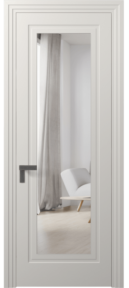 Межкомнатная дверь Rocca 8303 Матовый пудровый белый Двустороннее зеркало, триплекс Цена 74880 ₽ | Volhovec