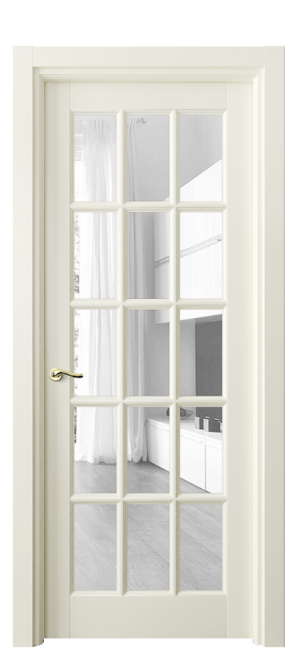 Межкомнатная дверь Лигнум 0708 Матовый молочно-белый Прозрачное стекло Цена 115299 ₽ | Volhovec