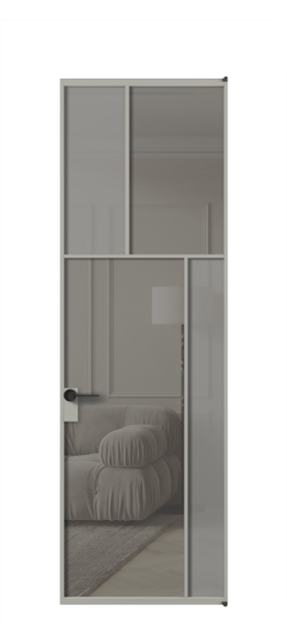 Межкомнатная дверь Mosaic АЛПЛ041.23 Алюминий нейтральный серый Сатинированное серое стекло, триплекс, 6 мм + Прозрачное серое стекло, триплекс, 6 мм Цена 140550 ₽ | Volhovec