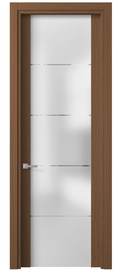 Межкомнатная дверь Planum 4114 Дуб шоколадный матовый Сатинированное стекло с гравировкой «КВАДРО», триплекс Цена 89460 ₽ | Volhovec