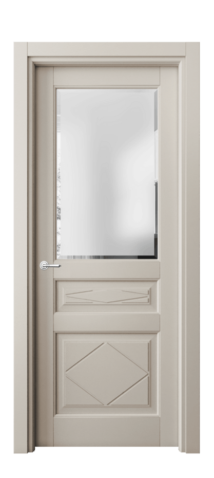 Межкомнатная дверь Toscana Rombo 6344 Бук светло-бежевый Сатинированное стекло с фацетом, 6 мм Цена 102270 ₽ | Volhovec