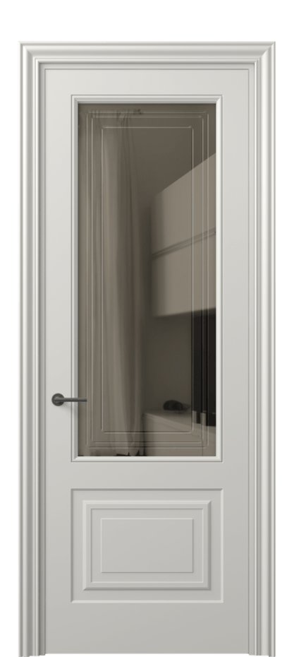 Межкомнатная дверь Mascot 8452 Матовый тёплый серый Прозрачное бронзовое стекло с гравировкой "Грани", триплекс, 7 мм Цена 65180 ₽ | Volhovec