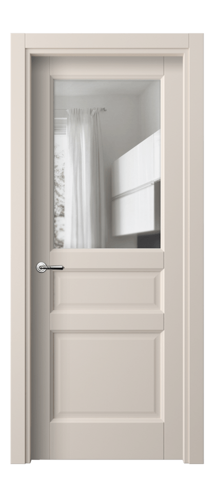Межкомнатная дверь Галант 1432 ПЭТ пудровый бежевый Прозрачное стекло Цена 30960 ₽ | Volhovec