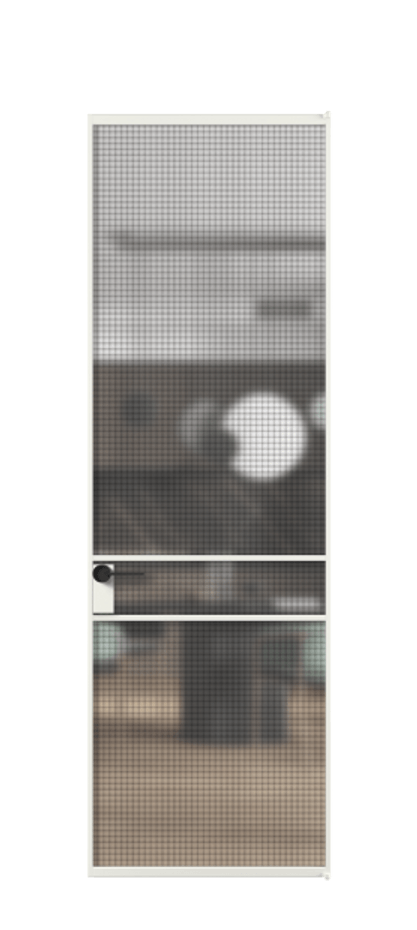 Алюминиевая дверь АЛПЛ040.02 Алюминий светло-серый Декоративное стекло с сеткой "Mesh silver", триплекс Цена 136890  | Volhovec