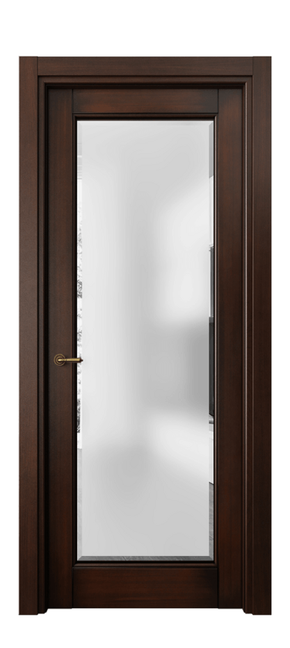 Межкомнатная дверь Toscana Rombo 6300 Бук тёмный с патиной Сатинированное стекло с фацетом, 6 мм Цена 111190 ₽ | Volhovec