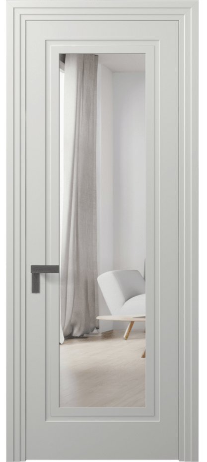 Межкомнатная дверь Rocca 8303 Матовый светло-серый Двустороннее зеркало, триплекс, 7 мм Цена 65430 ₽ | Volhovec