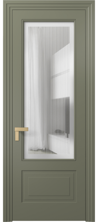 Межкомнатная дверь Rocca 8342 Матовый оливковый тёмный Сатинированное с гравировкой "Каннелюры", триплекс, 7 мм Цена 91240 ₽ | Volhovec