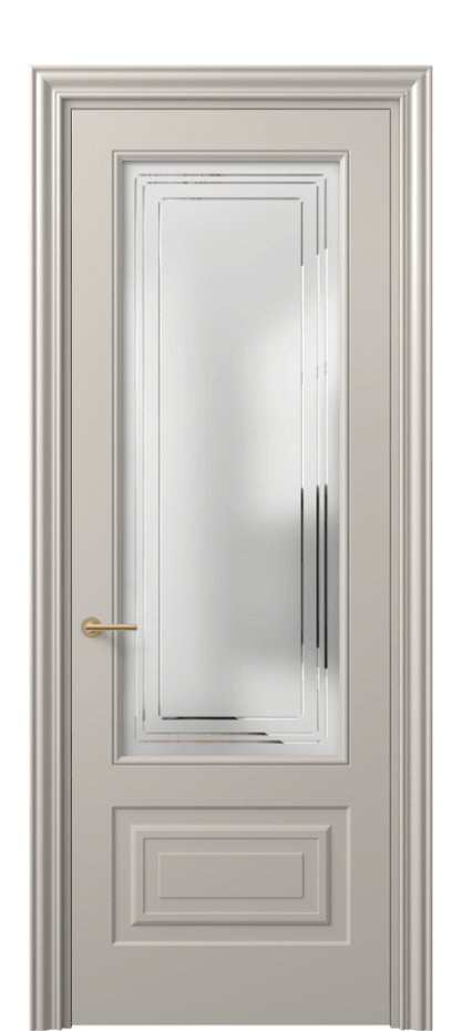 Межкомнатная дверь Mascot 8442 Матовый светло-бежевый Сатинированное стекло с гравировкой "Грани", триплекс, 7 мм Цена 65180 ₽ | Volhovec