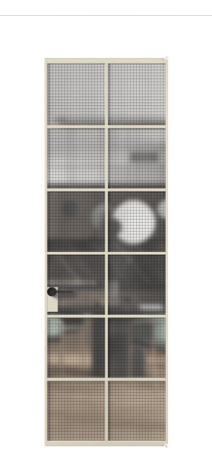 Алюминиевая дверь АЛПЛ040.05 Алюминий бежево-серый Декоративное стекло с сеткой "Mesh silver", триплекс Цена 127861  | Volhovec