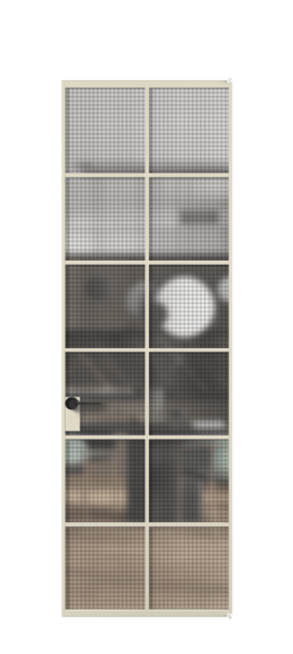 Алюминиевая дверь АЛПЛ040.05 Алюминий бежево-серый Декоративное стекло с сеткой "Mesh silver", триплекс Цена 141680  | Volhovec