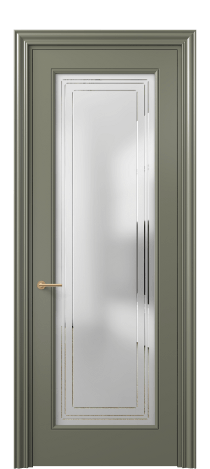 Межкомнатная дверь Mascot 8400 Матовый оливковый тёмный Сатинированное стекло с гравировкой "Грани", триплекс, 7 мм Цена 65180 ₽ | Volhovec