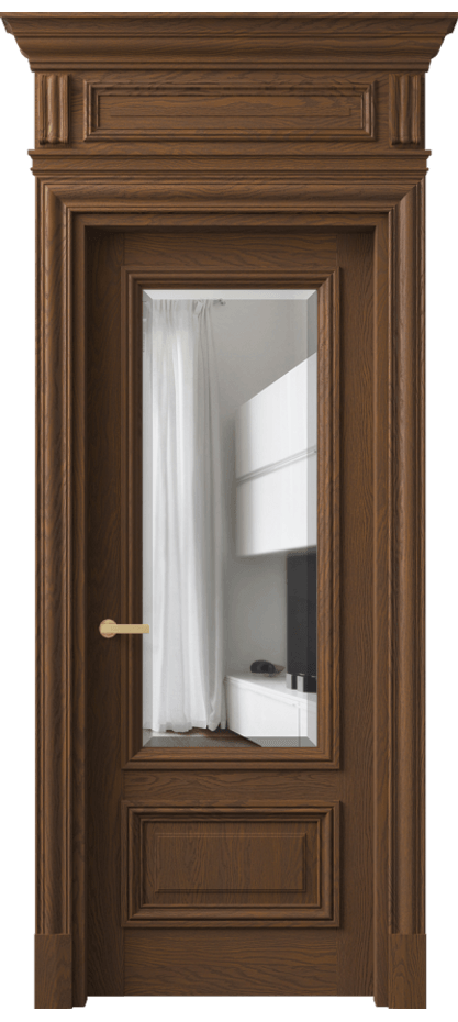 Межкомнатная дверь Antique 7306 Дуб каштановый матовый Прозрачное стекло с фацетом Цена 279670 ₽ | Volhovec