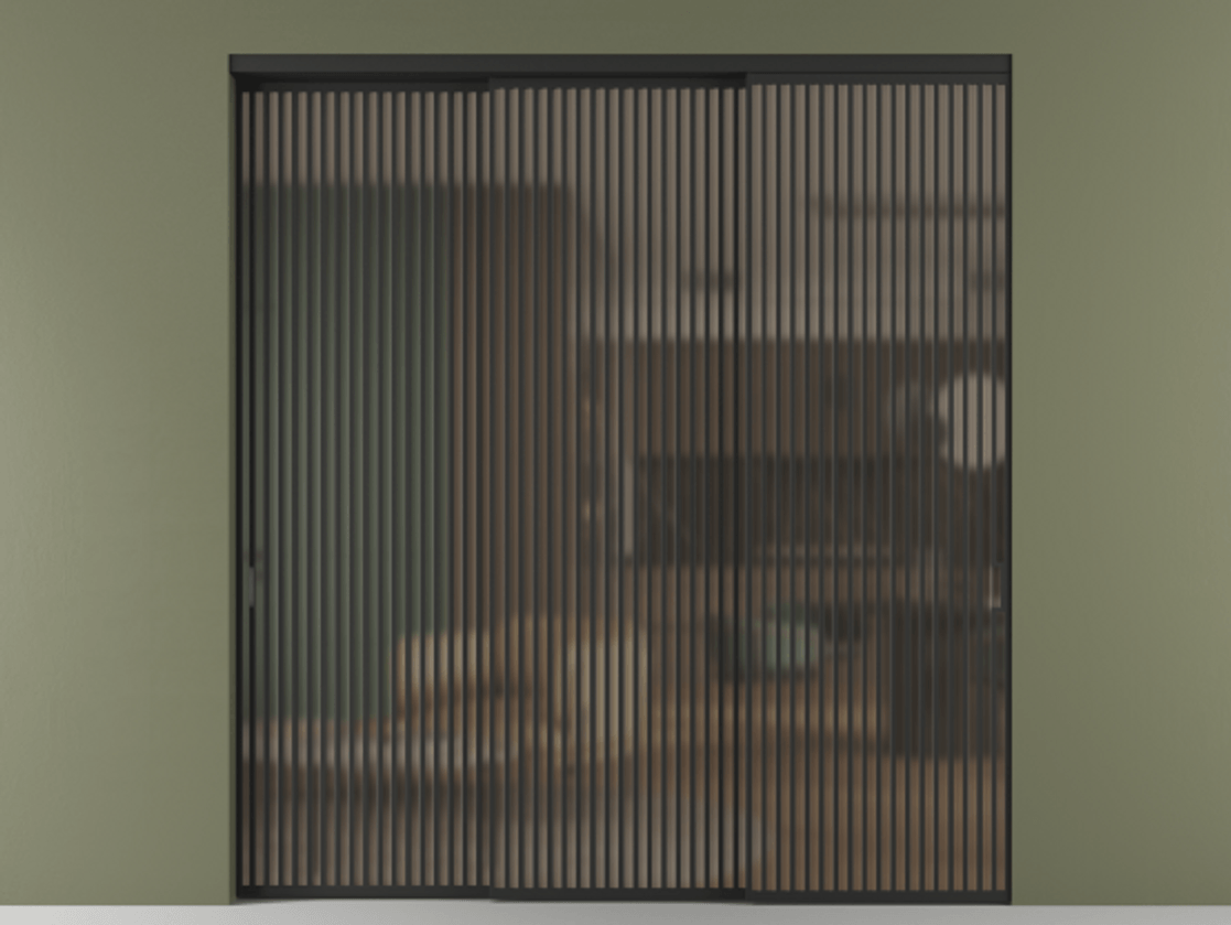 Перегородка Формато внутри проёма 3 створки с синхронным механизмом АЛПР 040.06 Алюминий Черный Сатинированное бронзовое стекло, триплекс Цена 4393040 AMD  | Volhovec