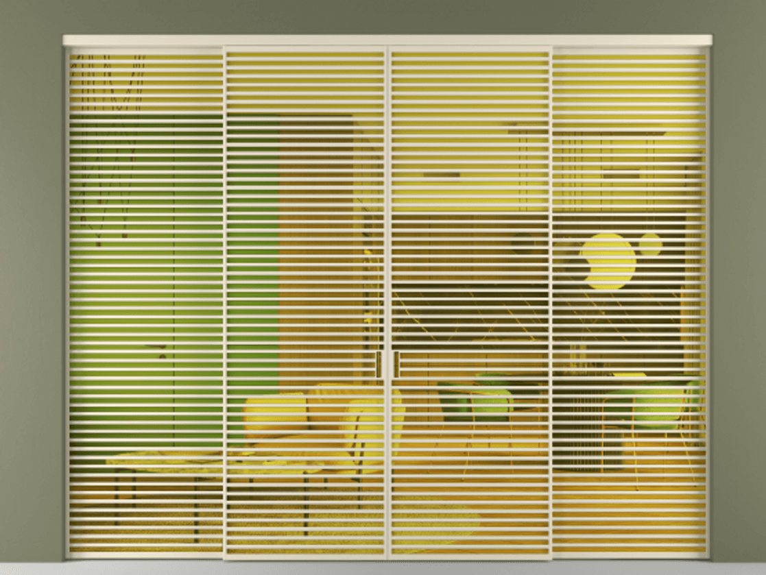 Перегородка Formato внутри проёма 4 створки АЛПР 040.07 Алюминий бежево-серый Прозрачное жёлтое стекло, триплекс Цена 828660 ₽  | Volhovec