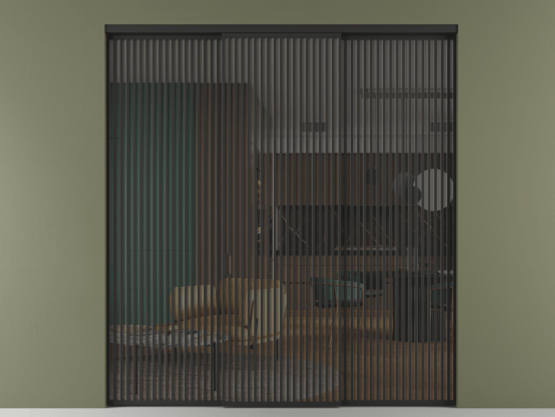 Перегородка Formato внутри проёма 3 створки АЛПР 040.06 Алюминий Черный Прозрачное серое стекло, триплекс Цена 589580 ₽ | Volhovec