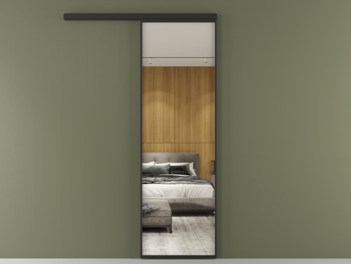 Перегородка Formato вдоль стены 1 створка АЛПР 040.01 Алюминий Черный Двустороннее зеркало, триплекс , триплекс 6 мм Цена 116550 ₽  | Volhovec