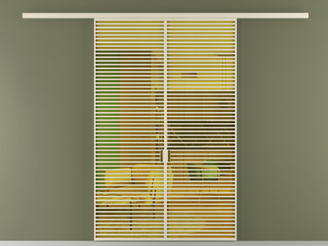 Перегородка Formato вдоль стены 2 створки АЛПР 040.07 Алюминий бежево-серый Прозрачное жёлтое стекло, триплекс Цена 450450 ₽ | Volhovec